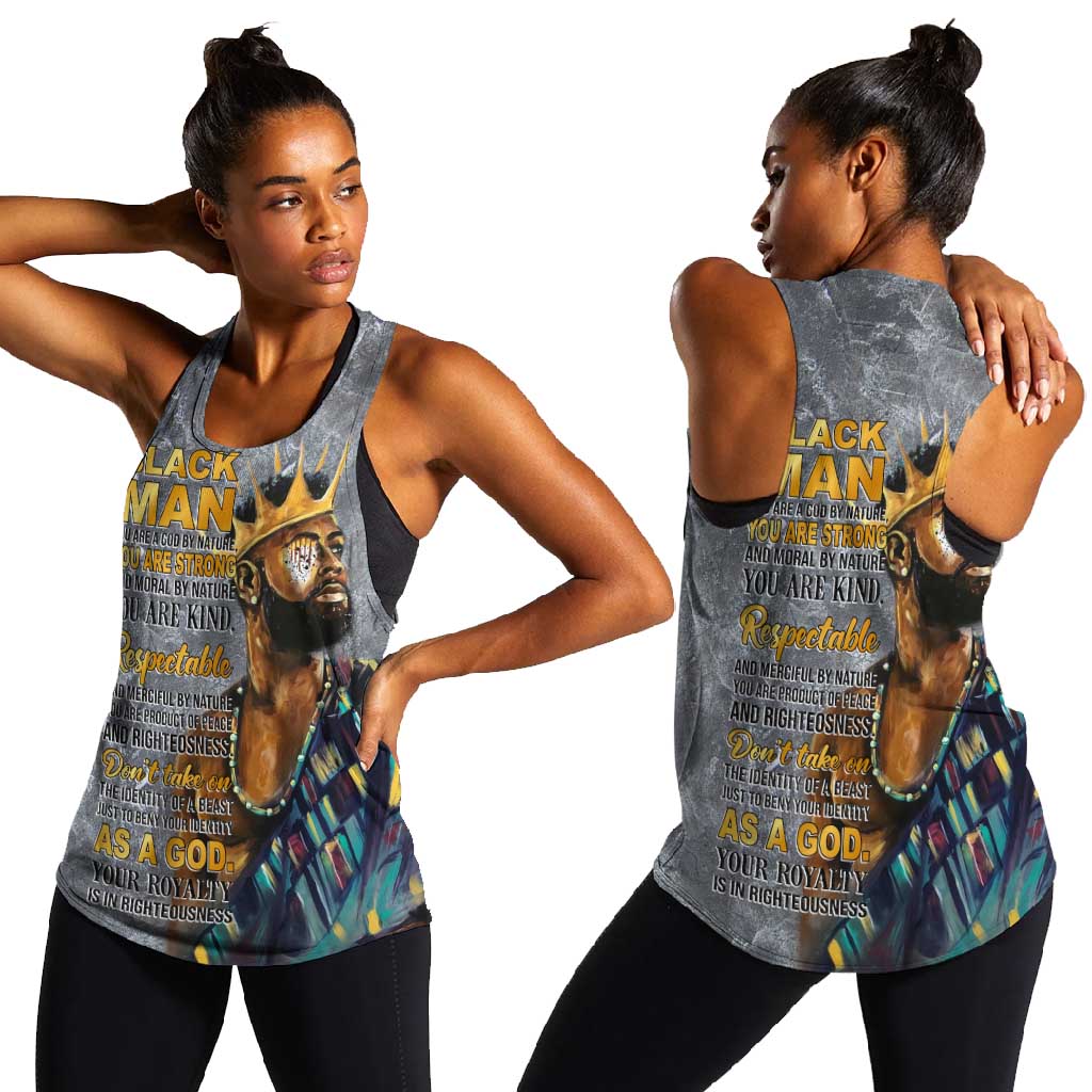 Black Man Africa Women Racerback Tank Naturally King