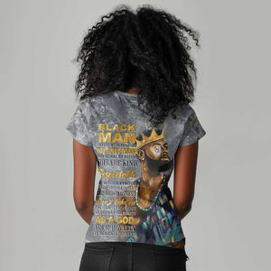 Black Man Africa Women V-Neck T-Shirt Naturally King