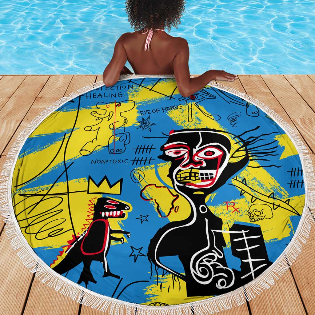 African Art Viva Underground Psychedelic Vintage Style Beach Blanket