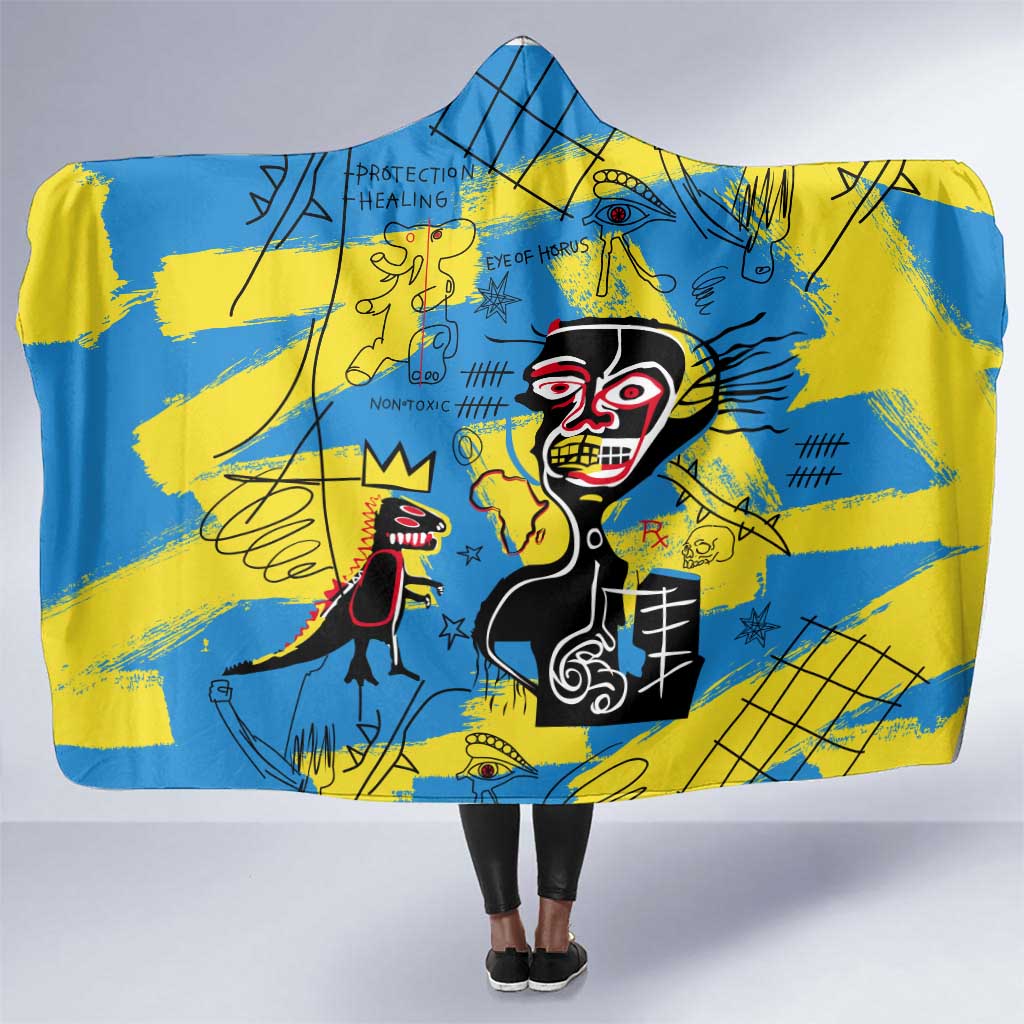 African Art Viva Underground Psychedelic Vintage Style Hooded Blanket