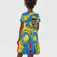 African Art Viva Underground Psychedelic Vintage Style Kid Short Sleeve Dress