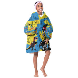 African Art Viva Underground Psychedelic Vintage Style KId Wearable Blanket Hoodie