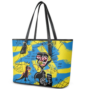 African Art Viva Underground Psychedelic Vintage Style Leather Tote Bag