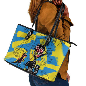 African Art Viva Underground Psychedelic Vintage Style Leather Tote Bag