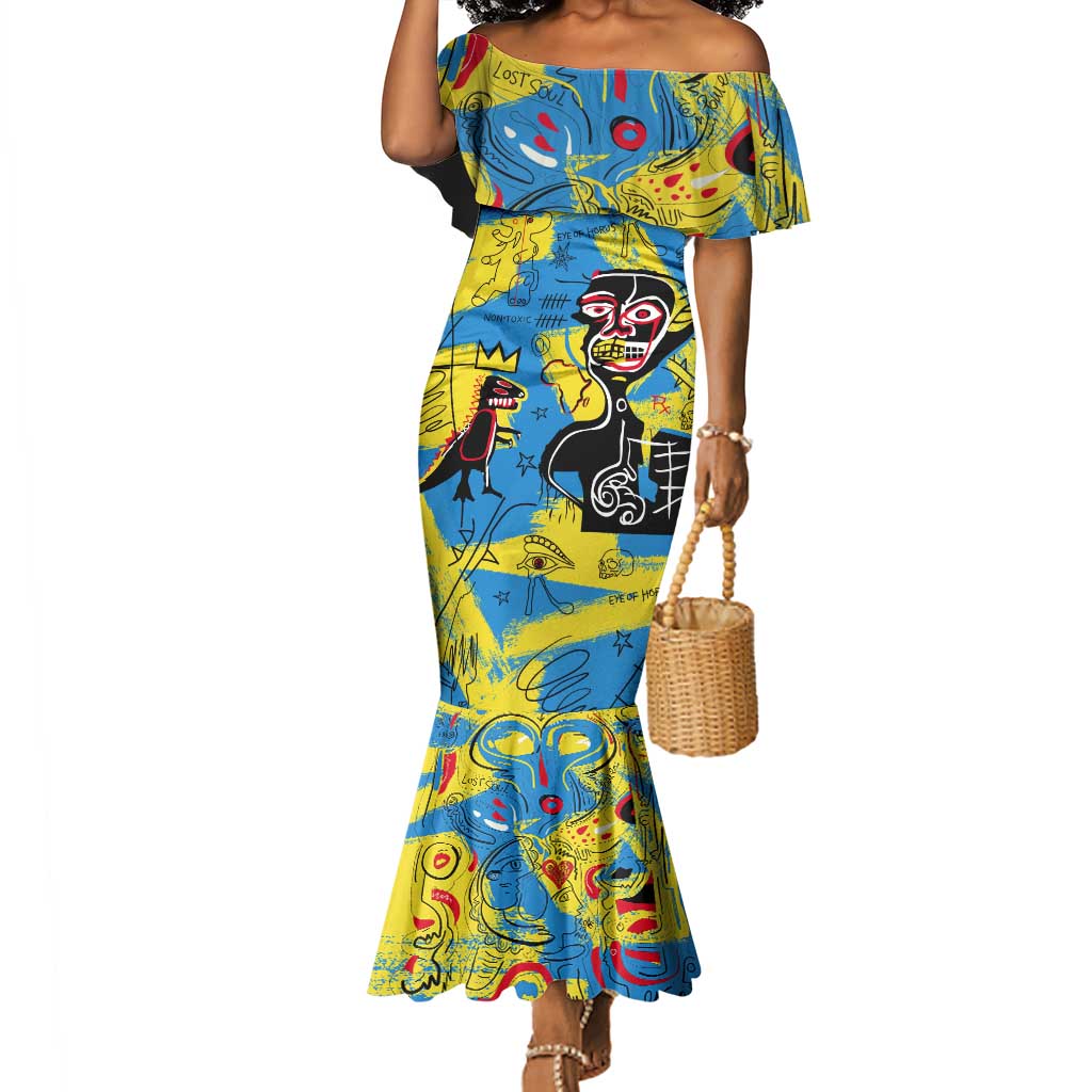 African Art Viva Underground Psychedelic Vintage Style Mermaid Dress