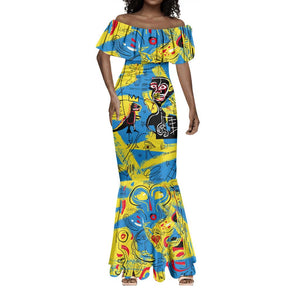 African Art Viva Underground Psychedelic Vintage Style Mermaid Dress