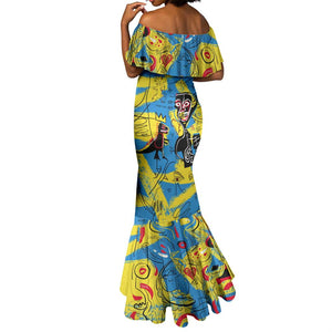 African Art Viva Underground Psychedelic Vintage Style Mermaid Dress