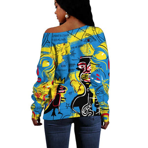 African Art Viva Underground Psychedelic Vintage Style Off Shoulder Sweater