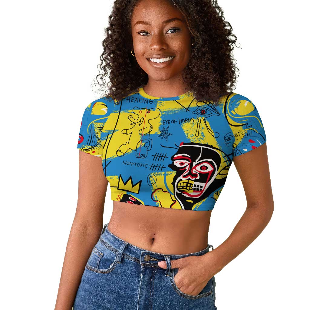 African Art Viva Underground Psychedelic Vintage Style Raglan Cropped T shirt