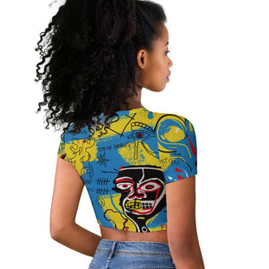 African Art Viva Underground Psychedelic Vintage Style Raglan Cropped T shirt