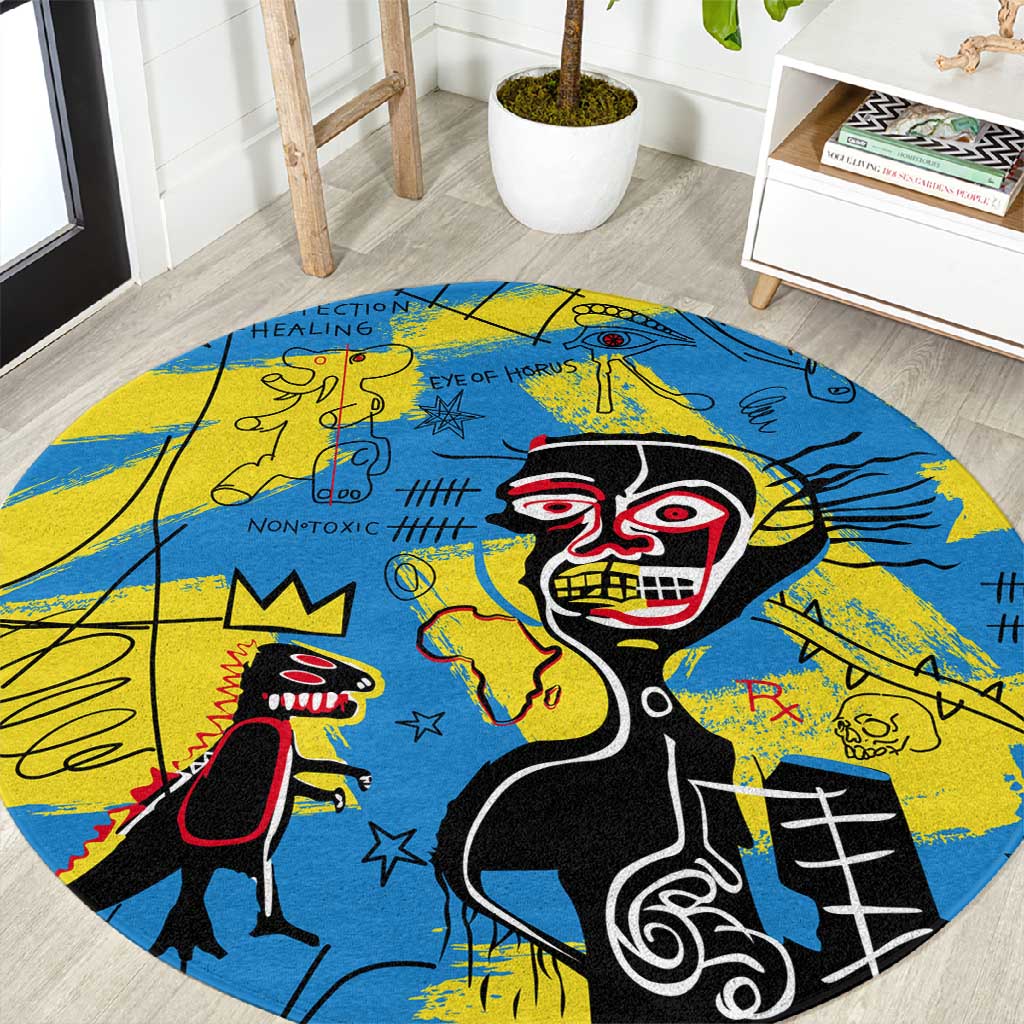 African Art Viva Underground Psychedelic Vintage Style Round Carpet