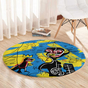 African Art Viva Underground Psychedelic Vintage Style Round Carpet