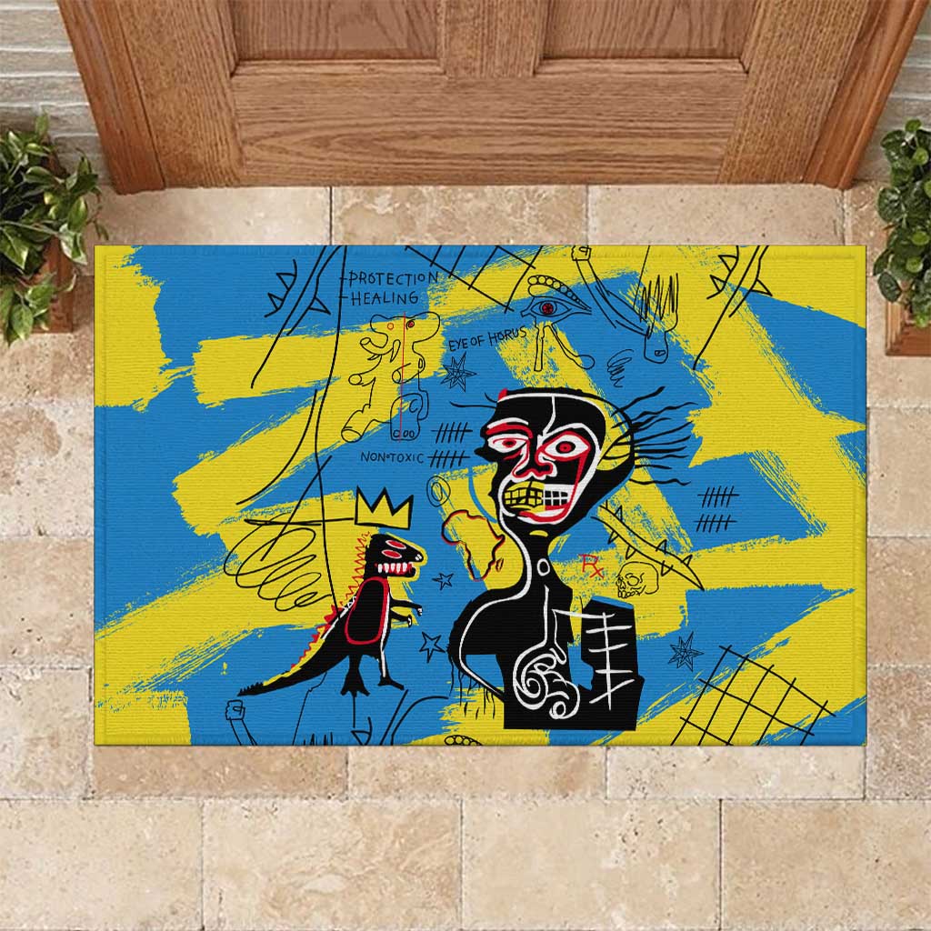 African Art Viva Underground Psychedelic Vintage Style Rubber Doormat