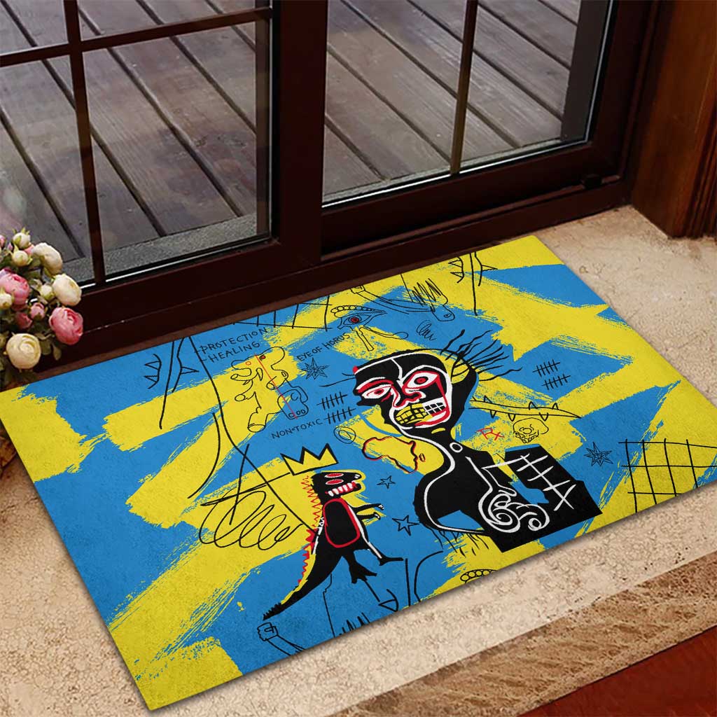 African Art Viva Underground Psychedelic Vintage Style Rubber Doormat