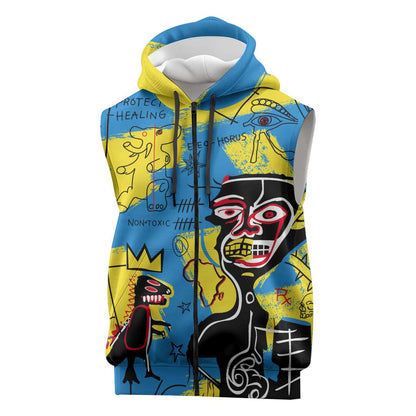 African Art Viva Underground Psychedelic Vintage Style Sleeveless Zip Hoodie - African Pride