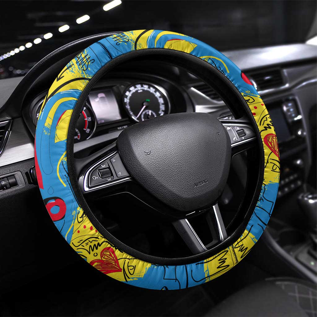 African Art Viva Underground Psychedelic Vintage Style Steering Wheel Cover