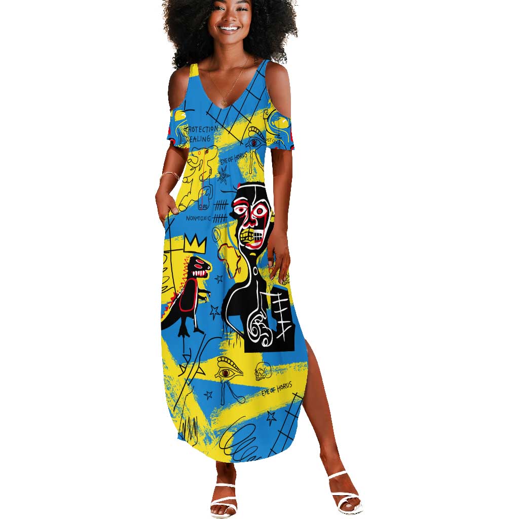 African Art Viva Underground Psychedelic Vintage Style Summer Maxi Dress