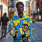 African Art Viva Underground Psychedelic Vintage Style Zip Hoodie