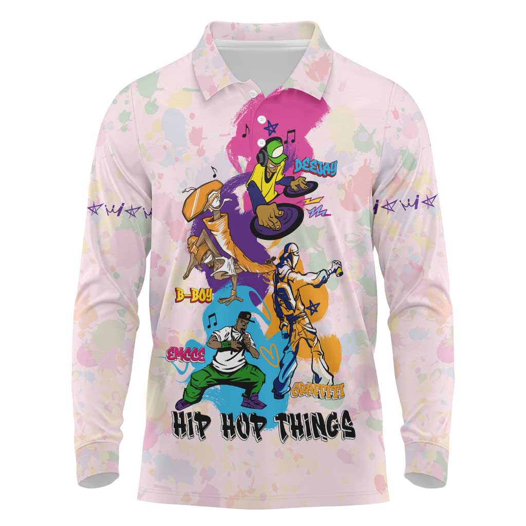 4 Elements Of Hip Hop Long Sleeve Polo Shirt