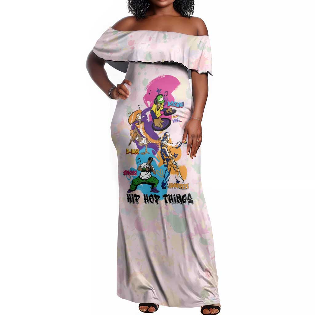 4 Elements Of Hip Hop Off Shoulder Maxi Dress