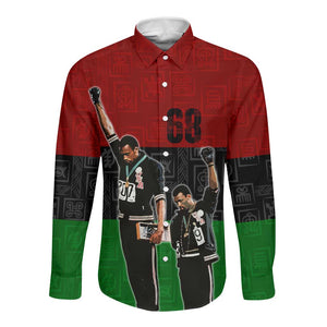 Mexico City 1968 African American Long Sleeve Button Shirt Black Power Salute