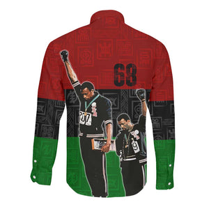 Mexico City 1968 African American Long Sleeve Button Shirt Black Power Salute