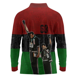 Mexico City 1968 African American Long Sleeve Polo Shirt Black Power Salute