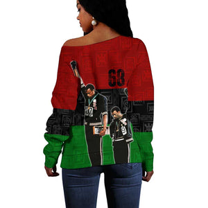 Mexico City 1968 African American Off Shoulder Sweater Black Power Salute