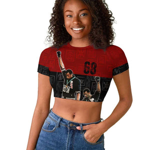 Mexico City 1968 African American Raglan Cropped T shirt Black Power Salute