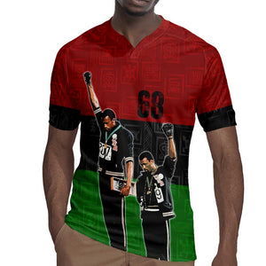 Mexico City 1968 African American Rugby Jersey Black Power Salute