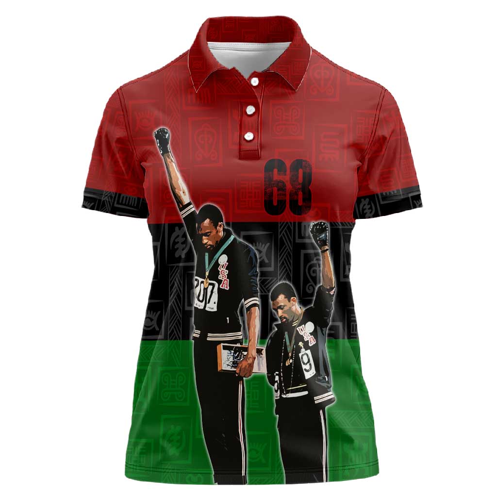 Mexico City 1968 African American Women Polo Shirt Black Power Salute