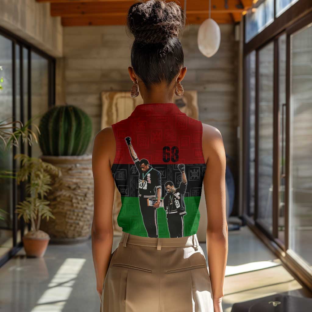 Mexico City 1968 African American Women Sleeveless Polo Shirt Black Power Salute