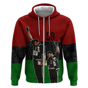 Mexico City 1968 African American Zip Hoodie Black Power Salute