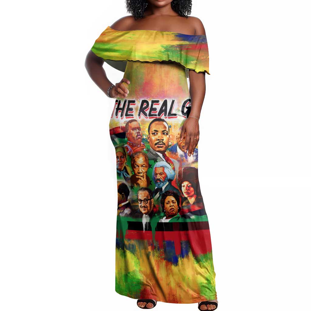 The Real G's Off Shoulder Maxi Dress Civil Rights Leaders