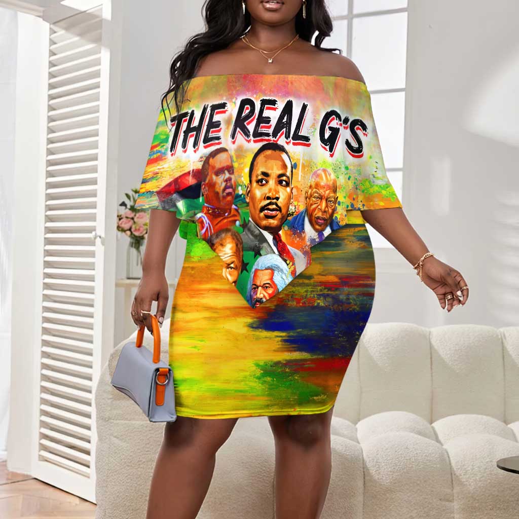 The Real G's Off Shoulder Short Dress Civil Rights Leaders