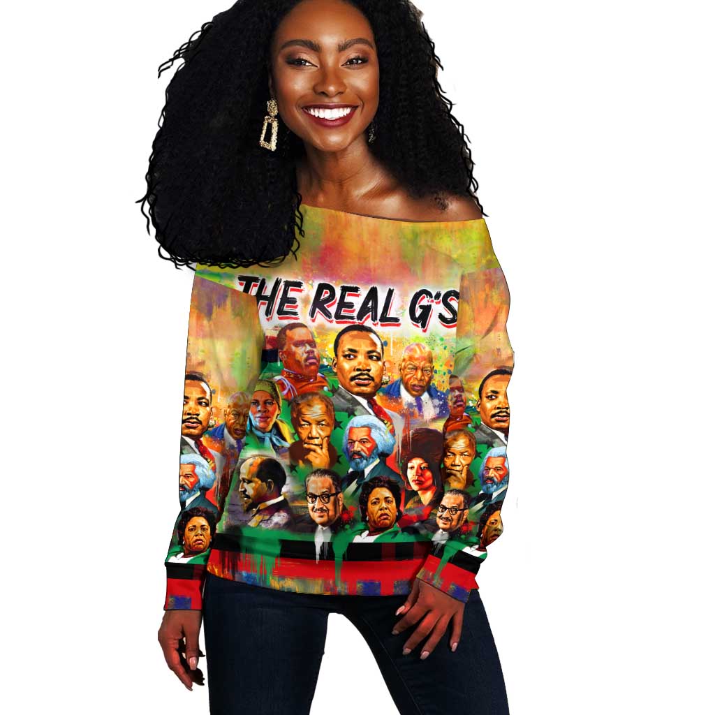 The Real G's Off Shoulder Sweater Civil Rights Leaders