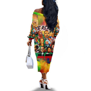 The Real G's Off The Shoulder Long Sleeve Dress Civil Rights Leaders