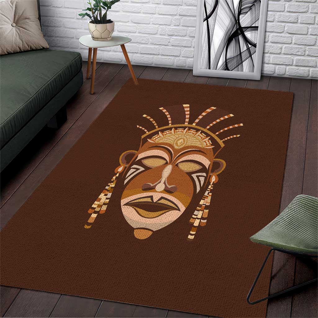 African Women Area Rug Tribal Ethnic Mask