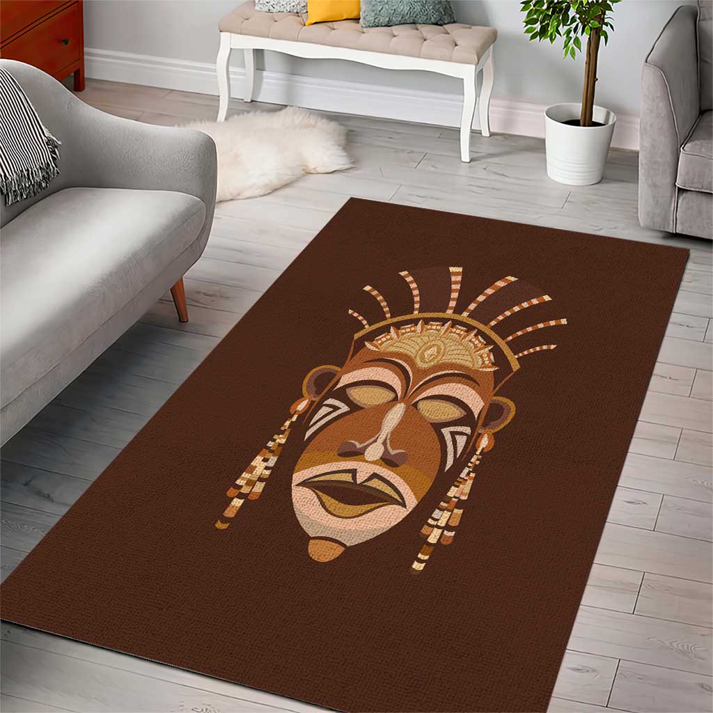 African Women Area Rug Tribal Ethnic Mask