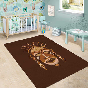 African Women Area Rug Tribal Ethnic Mask