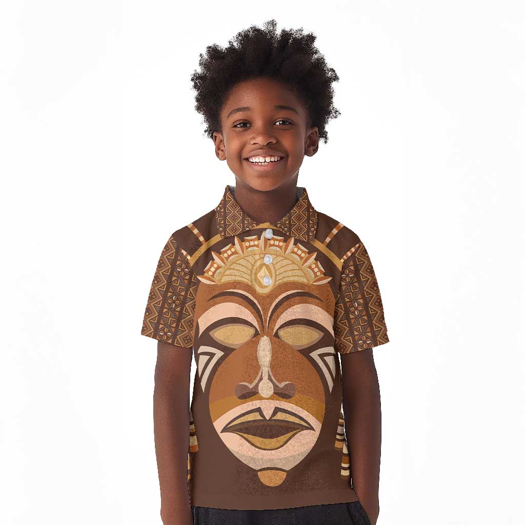 African Women Kid Polo Shirt Tribal Ethnic Mask