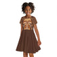 African Women Kid Short Sleeve Dress Tribal Ethnic Mask