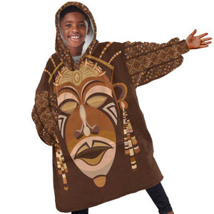 African Women KId Wearable Blanket Hoodie Tribal Ethnic Mask