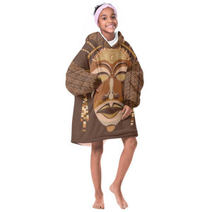 African Women KId Wearable Blanket Hoodie Tribal Ethnic Mask