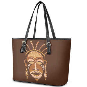 African Women Leather Tote Bag Tribal Ethnic Mask