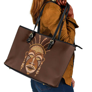 African Women Leather Tote Bag Tribal Ethnic Mask