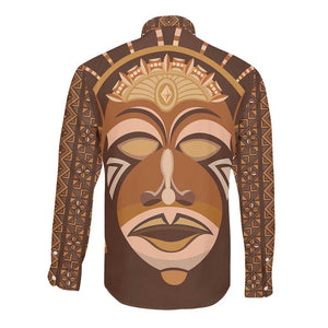 African Women Long Sleeve Button Shirt Tribal Ethnic Mask