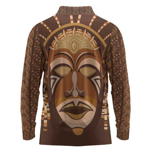 African Women Long Sleeve Polo Shirt Tribal Ethnic Mask