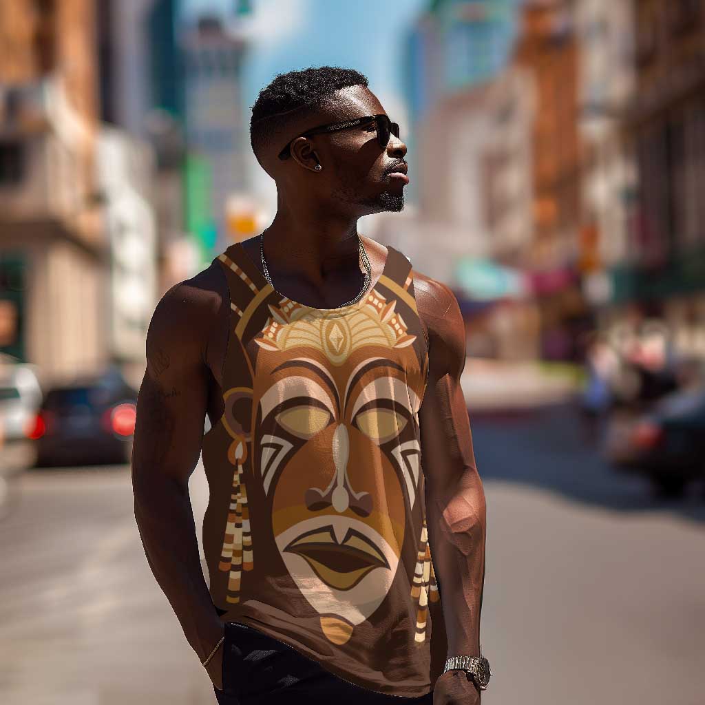 African Women Men Tank Top Tribal Ethnic Mask