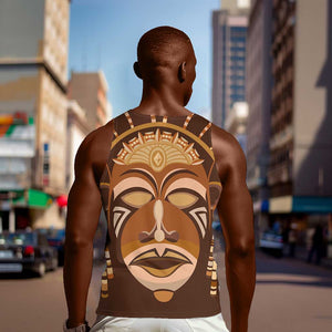 African Women Men Tank Top Tribal Ethnic Mask